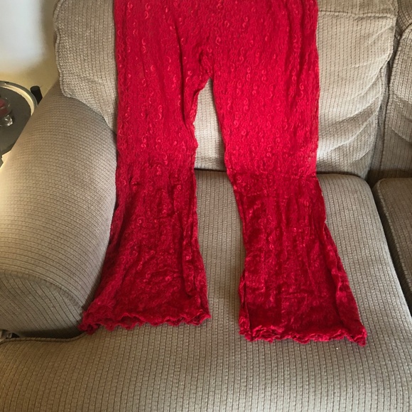 NWT RED LACE LINGERIE 2PC, SHEER, CROP TOPW/LONG BOTTOM, CUTE & SEXY IN ONE - Picture 8 of 13